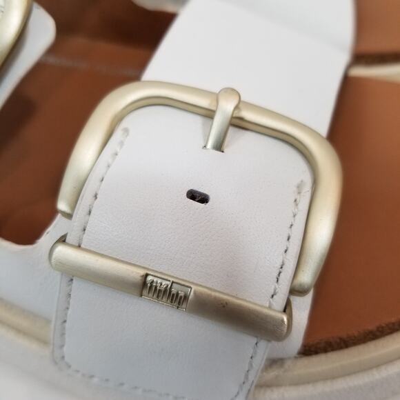 FitFlop Women's HE8194 GEN-FF Two- Bar Leather Slides Sandals White Size 37 - Picture 5 of 10